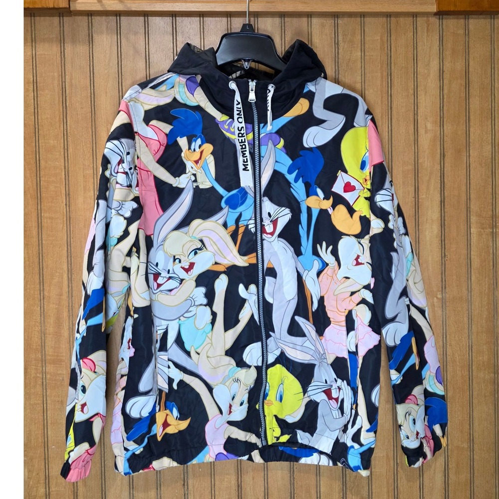 Members Only Looney Tunes Windbreaker Full Zip Jacket‎ Cartoon Print M